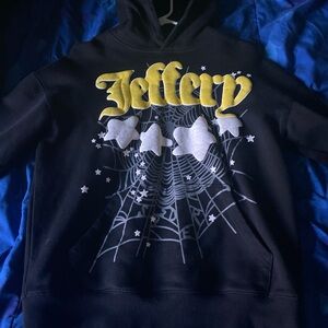 Jeffery Black Hoodie with Yellow and White Design